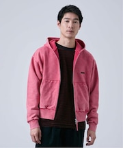 【ANTS & ELEPHANTS】ブリーチ加工 ショート丈 ダブルジップ裏毛パーカー