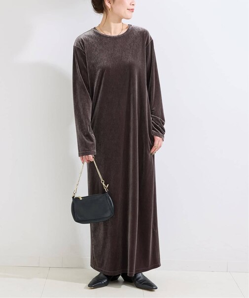 手洗い可 / クレープベロア L/S ワンピース