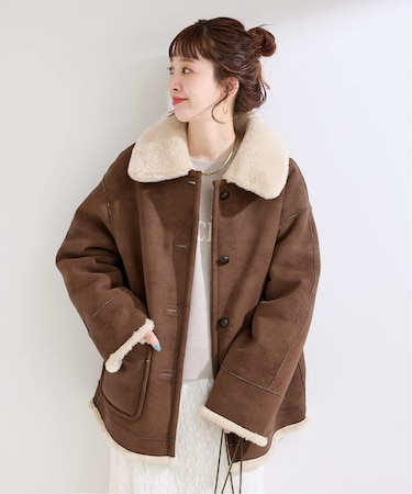 《S/Mサイズ展開》リバーシブルムートンライクコート2