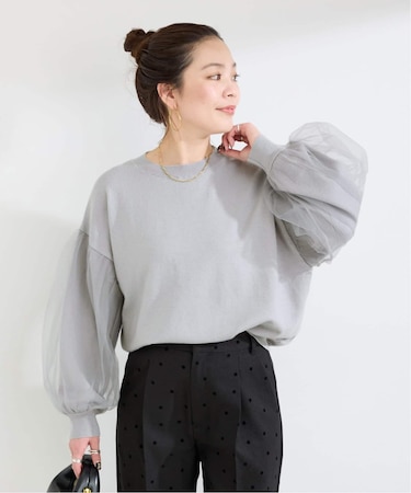 手洗い可 / チュール袖ニット