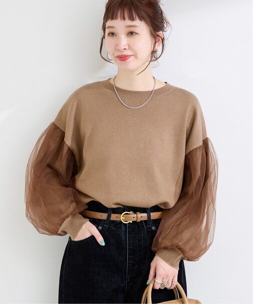 手洗い可 / チュール袖ニット