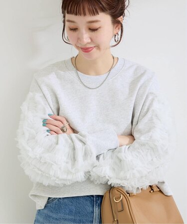 ウォッシャブル / チュールフリルスリーブtops