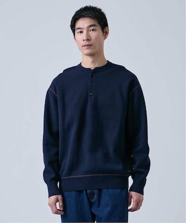 《追加》【ANTS & ELEPHANTS】2トーン スウェットライクヘンリーネックニット