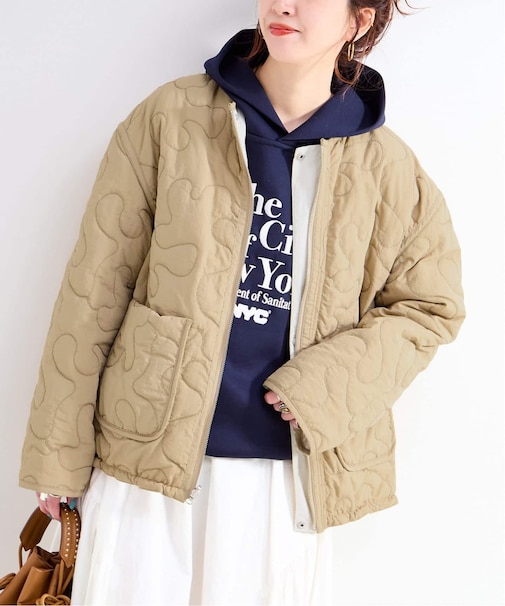保温性 / ナイロンタフタ / 刺繍キルトリバーシブルブルゾン