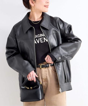 フェイクレザーブルゾン