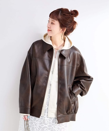 フェイクレザーブルゾン