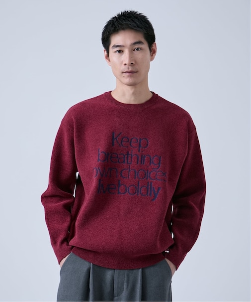 モール アソートロゴ クルーネックニット