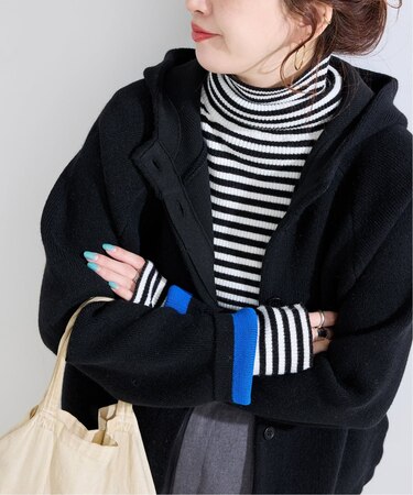 2層スムース編みフーディーブルゾン