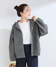 2層スムース編みフーディーブルゾン