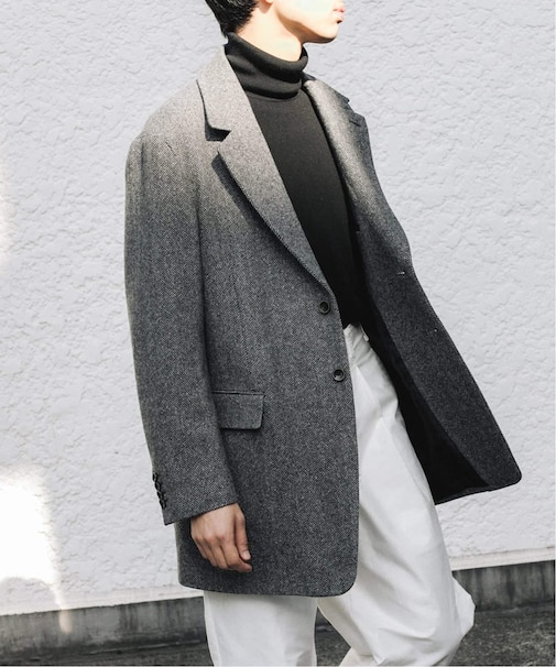 【EL/エル】SILK MIX KNEP TWEED JK：オーバージャケット