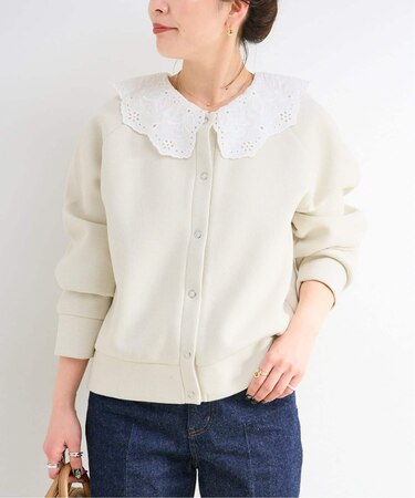 手洗い可 / 2WAYレース襟付きボンディングプルオーバー
