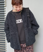 《追加》《S/Mサイズ展開》ボアパイピングブルゾン2