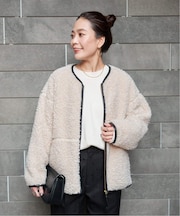 《追加》《S/Mサイズ展開》ボアパイピングブルゾン2