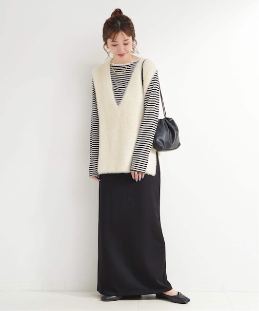 《追加3》《2点セット》手洗い可 / ショートシャギーベスト+ダンボールスカート