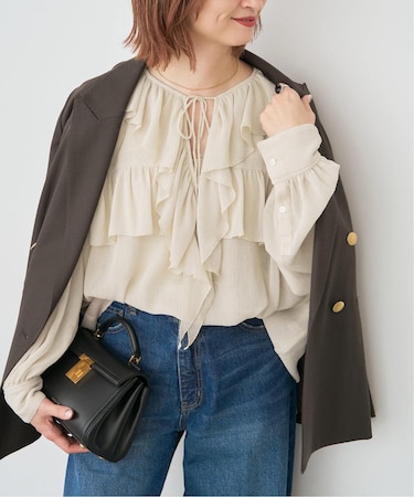 フリル楊柳ブラウス