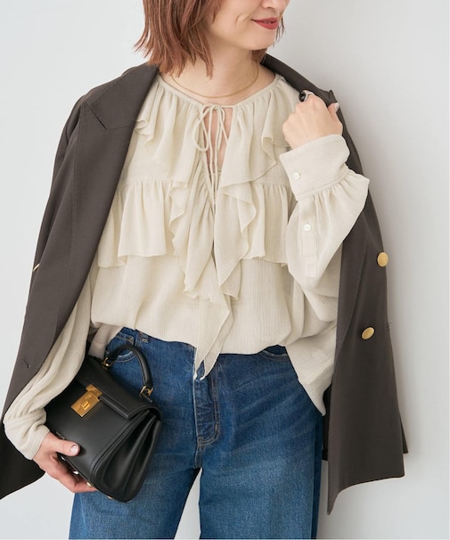 フリル楊柳ブラウス