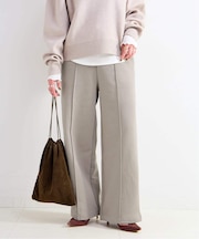 ウォッシャブル / 裏毛ピンタックストレートパンツ