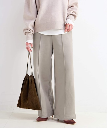 ウォッシャブル / 裏毛ピンタックストレートパンツ