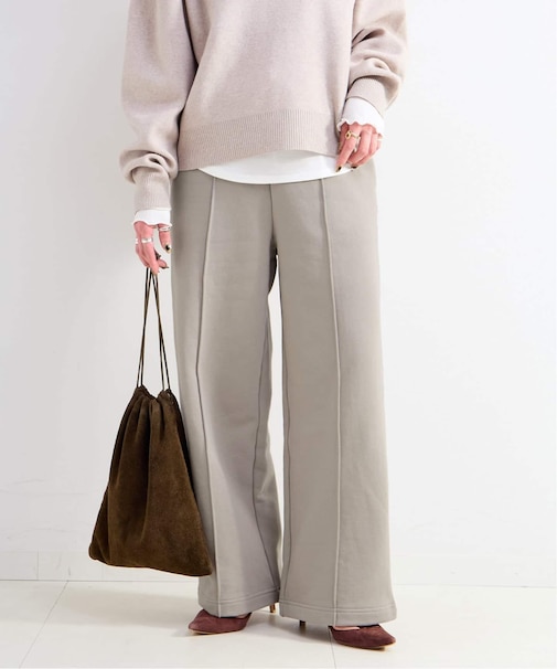 ウォッシャブル / 裏毛ピンタックストレートパンツ