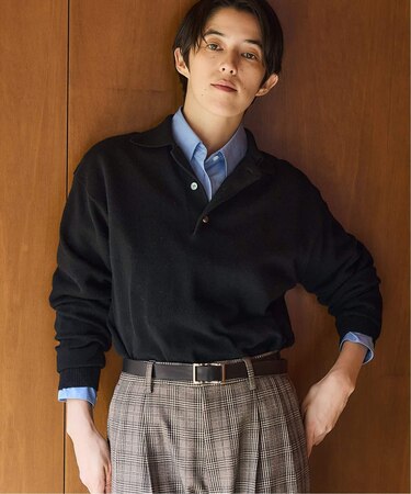 BLACK ポロカラーニット