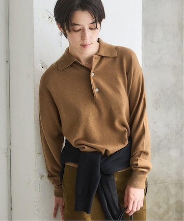 BLACK ポロカラーニット