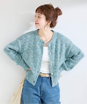 手洗い可 / MIXヤーンクルーネックカーディガン