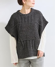 《2枚セット》パッチワークニットベスト*ロンTSET