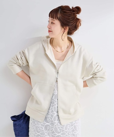 ウォッシャブル / ラメ裏毛オープンフーディ