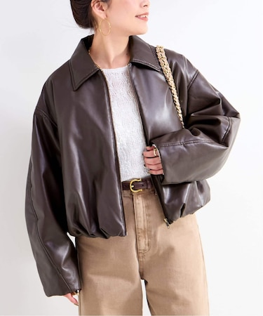 レザーライクブルゾン