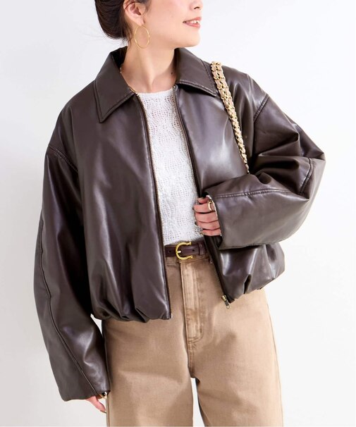 レザーライクブルゾン