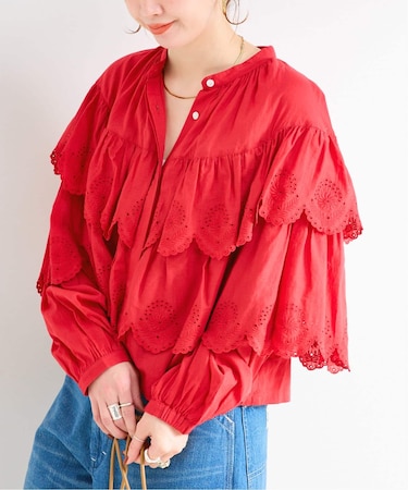 手洗い可 / ティアードレースフリルブラウス