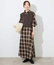 《2枚セット》チャックシャツワンピース・ニットベストセット