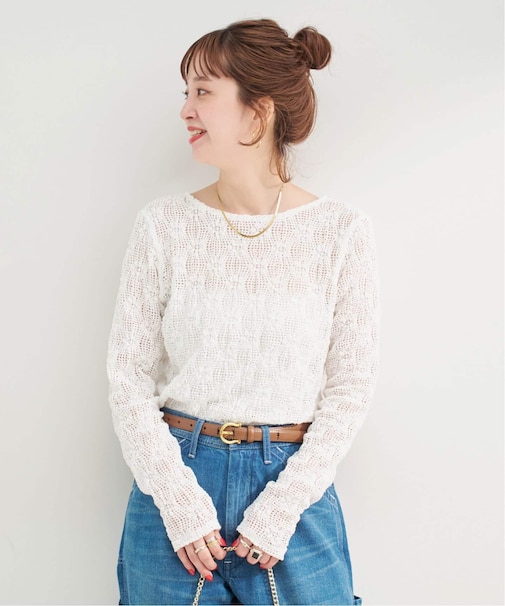 《追加2》手洗い可 / ストレッチフラワーレースプルオーバー