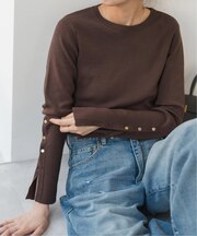 スリーブメタルボタンニット