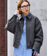 WOOL-STRIPEスィングトップブルゾン