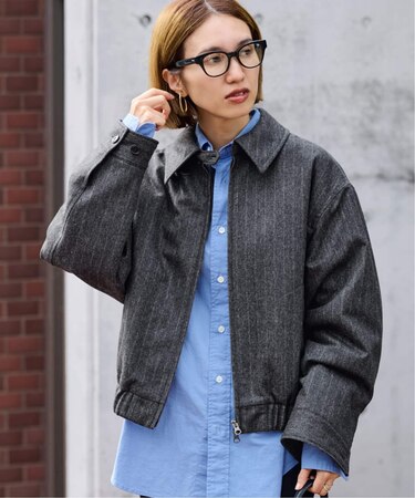 WOOL-STRIPEスィングトップブルゾン