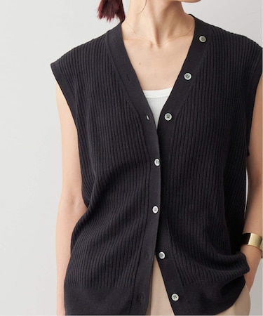 リネンコットンリブニットベスト