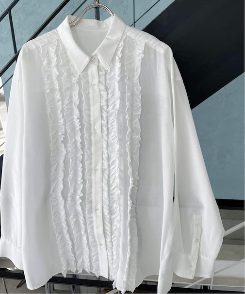 《追加》コットンシルクフロントフリルブラウス