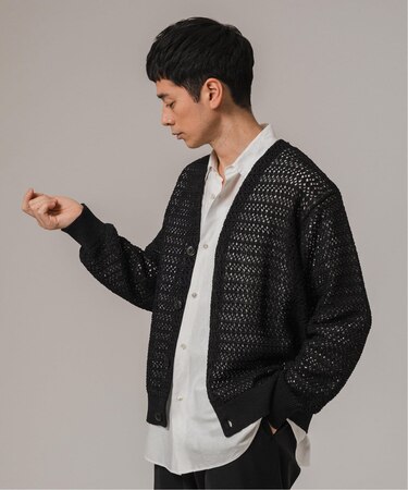 アイレットパターン ギマコットン Vネックカーディガン