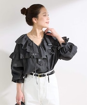 ウォッシャブル / 3.8OZデニムフリルブラウス