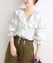 ウォッシャブル / 3.8OZデニムフリルブラウス