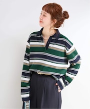 手洗い可 / マルチボーダー襟付きプルオーバー