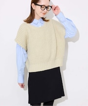 畦編みコクーンニットベスト