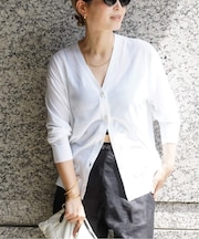 *Fine Cotton Vネック カーディガン