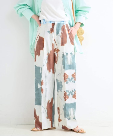 手洗い可 / FINEアートプリントバックゴムトラウザー