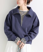 ウォッシャブル / ダンボールハーフZIPトップス