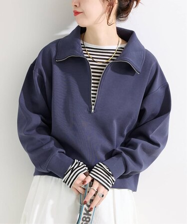 ウォッシャブル / ダンボールハーフZIPトップス