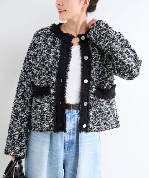 手洗い可 / ツイードニットジャケット
