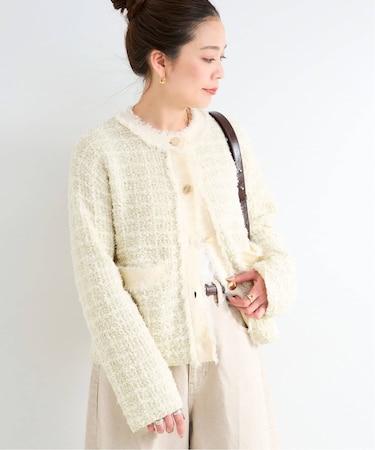 手洗い可 / ツイードニットジャケット