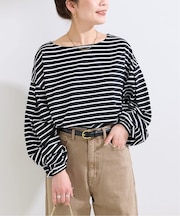 ウォッシャブル / タックスリーブボーダーカットソー